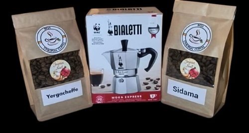 Coffret Café Sidama + Yirgacheffe + Cafetière Italienne